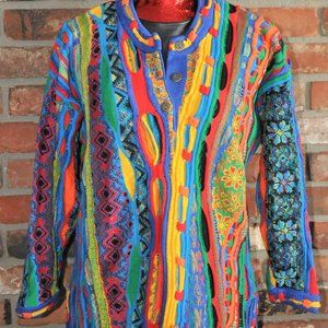 Vintage 90s EMME (Womens Tundra) Mercerized COTTON Multi Color Tunic Sweater M